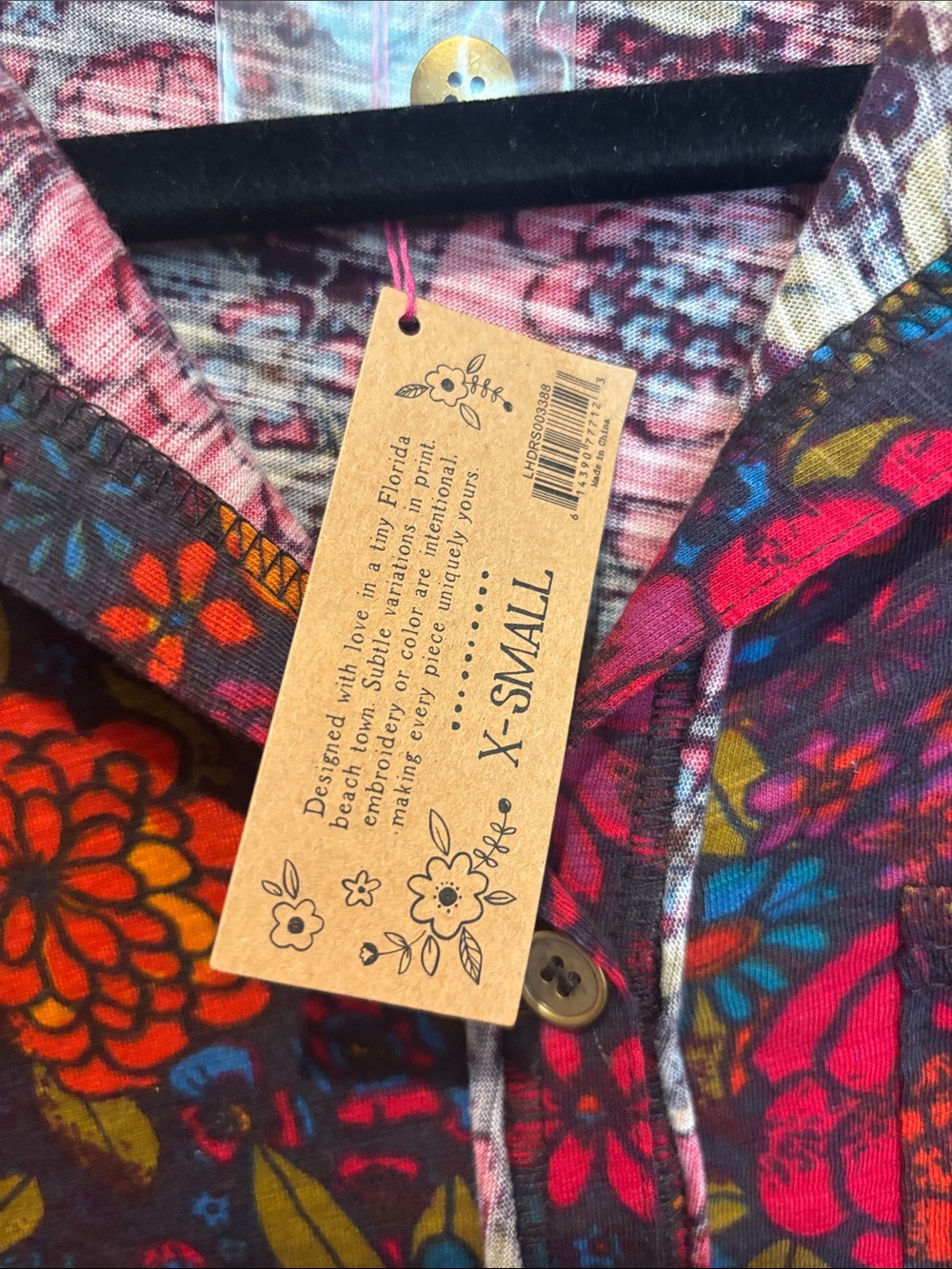 NATURAL LIFE MULTICOLORED FLORAL COTTON BUTTON DOWN DRESS DRAW STRING INSIDE NWT - Picture 5 of 10